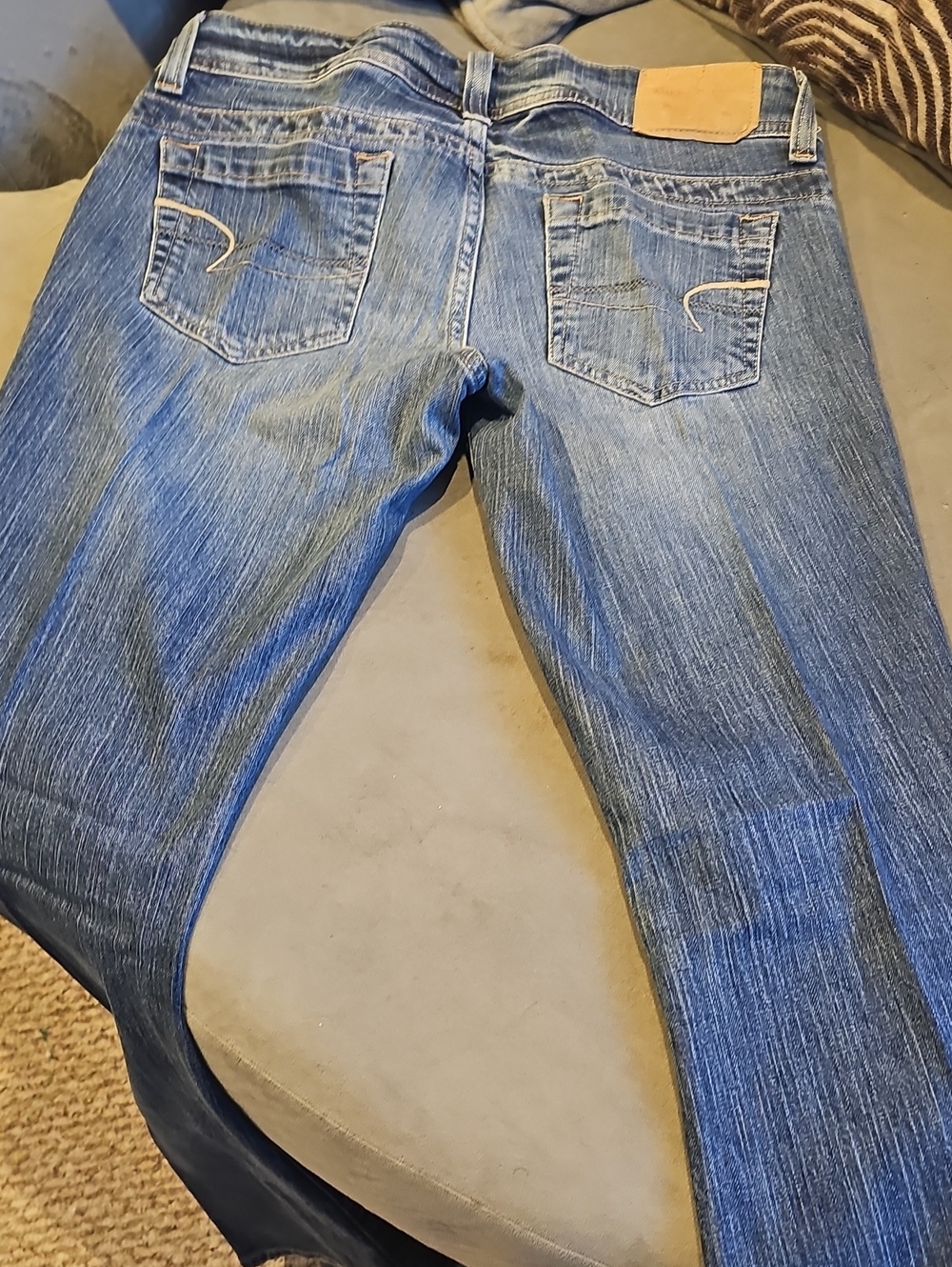 American Eagle Outfitters Blue Boot Cut Jeans with Back Pocket Stitch